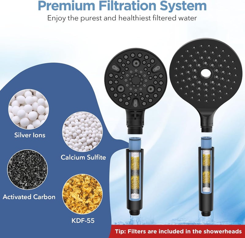 MakeFit Dual Filtered Rain Shower Head Combo, High Pressure Handheld Shower Head with Adjustable Bar - Rainfall Shower Head And Showerhead with Filter for Hard Water - Removes Chlorine - Image 4